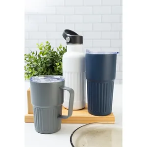 Bicchiere Termico Alto in Acciaio Inossidabile con Effetto Striato, Tazza Termica Sostenibile - Product Image 4