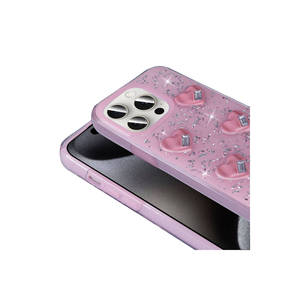 Funda de Silicona TPU con Diseño de Corazón Blanco Brillante de Lujo, Antigolpes, para iPhone 15 Pro Max, Carcasa de Teléfono con Dibujos Animados - Product Image 5