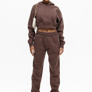 Nouvelle usine de gros OEM 2025 100% coton broderie personnalisée bouffée impression logo femmes sweat à capuche surdimensionné sweat à capuche court pour les femmes - Product Image 3