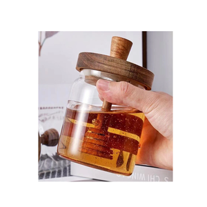 โถเก็บน้ำผึ้งพร้อมช้อน380มล. ภาชนะแก้วใส่อาหารสำหรับโถแก้วน้ำผึ้งพร้อมฝาช้อน - Product Image 1