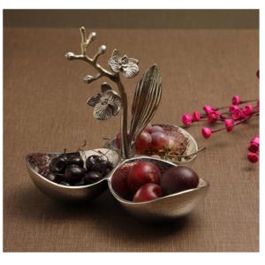 Cuencos de diseño único ecológicos Cuencos de chocolate de 3 secciones Cuencos de servicio de chocolate de aluminio pulido para restaurantes - Product Image 1