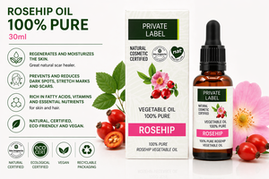 น้ำมันโรสฮิปแบรนด์ส่วนตัว บริสุทธิ์ 100% 30 มล. รับผลิตแบบ OEM |   การรักษาแผลเป็นและรอยแตกลาย |   ออร์แกนิกวีแกน |   ผลิตในสเปน สหภาพยุโรป - Product Image 2