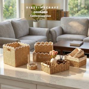 Panier de rangement en paille tressée écologique, paniers de rangement en paille personnalisés OEM ODM pour l'organisation du placard, accessoires de salle de bain, décoration intérieure - Product Image 3