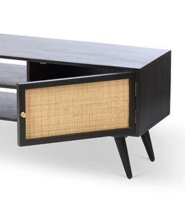 ขาตั้งทีวีหวายและไม้แบบย้อนยุค,ดีไซน์ทันสมัยมีด้ามจับสีดำทองสำหรับทีวี - Product Image 4