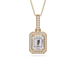 Colgante de Diamante Corte Esmeralda con Halo Simple, 0.50 Ct, Diamante Cultivado en Laboratorio, en Platino, para Regalo de Aniversario de Bodas - Product Image 2