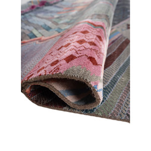 Tapis Manchaha 9x12 noué à la main en laine et soie de bambou, motif géométrique, pour salon et couloir, rectangulaire, Les-2452, gris et noir - Product Image 2