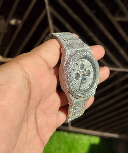นาฬิกาเพชรโมอิสแบบเต็มสไตล์ฮิปฮอปสุดหรูสำหรับเป็นของขวัญที่ไม่เหมือนใครสำหรับนาฬิกาสแตนเลสสำหรับพ่อกล่อง - Product Image 2