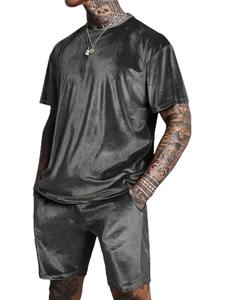 Hommes 2025 nouvelle mode loisirs voyage été couleur unie short à manches courtes survêtement - Product Image 2