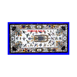 Utilisation de dessus de table de conception incrustée de marbre blanc naturel poli fait à la main pour la décoration de la maison et de l'hôtel avec la meilleure quantité - Product Image 1