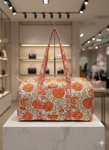 Sac de voyage de luxe en coton matelassé à fleurs rouges, léger, avec bandoulière, pour la salle de sport, les voyages de week-end, style bohème, portable - Product Image 4