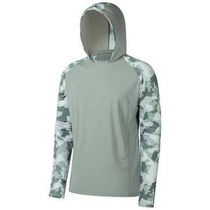 Ropa de pesca UPF 50 + Camisas de pesca de manga larga transpirables de secado rápido Diseño personalizado Camo Pesca Sudadera con capucha Sublimación de poliéster - Product Image 1