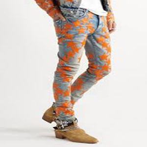 OEM al por mayor 100% algodón impreso de los hombres de ajuste suelto pantalones vaqueros de mezclilla de cintura alta estilo informal con espesor ligero - Product Image 1