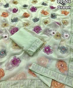 High on Demand Fashionable Top Quality Attractive Ethnic Clothing Chiffon Saree With Blouse With Sequence Work Wholesale <b>Supply</b> - Product Image 3