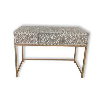 Mesa de consola con incrustaciones de hueso moderna de lujo, mueble azul y blanco hecho a mano para decoración elegante de sala de estar, hotel y apartamento - Product Image 4