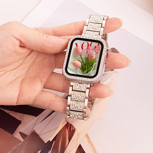 Correa de Acero Inoxidable con Pedrería de Lujo <span class=keywords><strong>para</strong></span> <span class=keywords><strong>Apple</strong></span> <span class=keywords><strong>Watch</strong></span> Series 11 10 49mm 46mm 42mm, Correa de Repuesto de Metal con Diamantes <span class=keywords><strong>para</strong></span> Mujer - Product Image 6