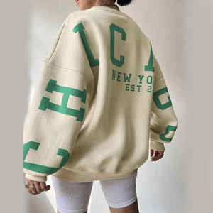 Manufacturer-Custom Printed Oversize Cotton Fleece Womens Streetwear Breathable <b>Crewneck</b> Pullover Hoodie <b>Sweater</b> for Winter - Product Image 2