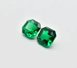 Smaragd Asscher Gefacetteerde Paar Edelsteen 8 Mm Grootte Losse Edelsteen Paren Lab Gemaakt Groene Smaragd Voor Sieraden Maken.