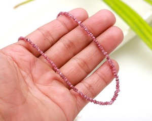 สร้อยคอลูกปัดเพชรสีชมพูธรรมชาติสีเงินสเตอร์ลิง925 2-3มม. สำหรับทำเครื่องประดับด้วยก้อน - Product Image 2