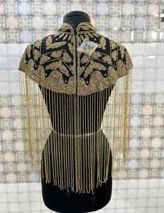 Cape en mousseline de soie lourde et brillante perlée à la main luxueuse robe de soirée à franges multi-portable antistatique tenue de club cristal - Product Image 2