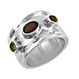 Women's Trendy 925 <b>Silver</b> Gemstone <b>Ring</b> Classic/Religious <b>Statement</b> Jewelry Gold Plating Geometric Number Shape Inlaid Brass - Product Image 1