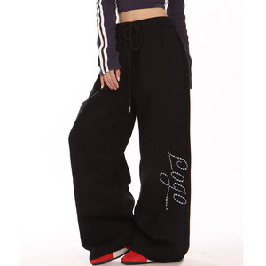 Pantalon de jogging en strass scintillant personnalisé avec poche Pantalon de survêtement décontracté unisexe Pantalon de survêtement surdimensionné à taille élastique à jambes larges - Product Image 5