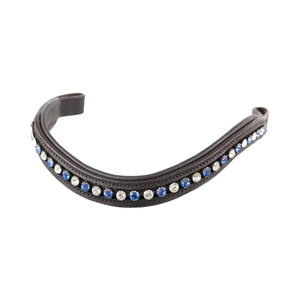Adeefa Haute Qualité Bleu/Blanc Pierre Cristal Clair Cuir Equestre Brow-Band Rembourrage Doux Toutes Tailles Cheval Produit .. - Product Image 1