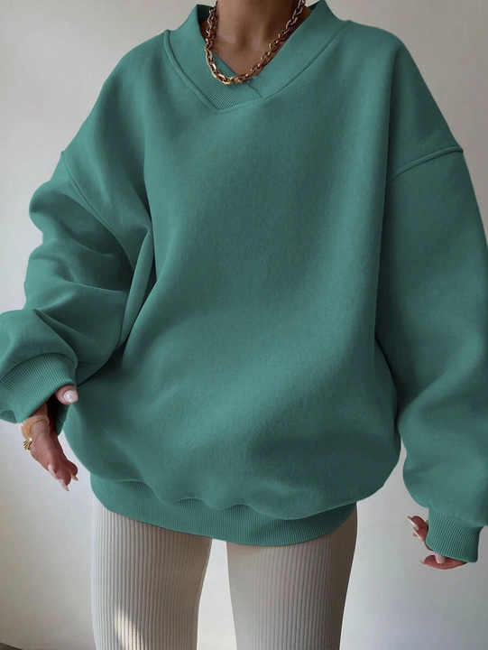 Women Sweatshirts Manufacturer Plus Size French Terry Crew Neck Printed Solid Knitted Casual Drop Hoodies Oversized Sweatshirt