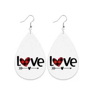 Pendientes de Cuero Rojos con la Palabra LOVE para Mujer, Diseño de Lágrima, Estilo Romántico, Joyería de Moda, Regalo para San Valentín - Product Image 5