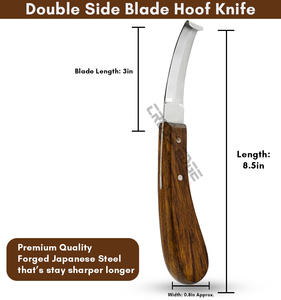 Herramientas profesionales para herradores, cuchillo para pezuñas con mango de madera, cuchillo para recortar pezuñas con cuchillas duales, herramienta para herrador de aseo de caballos - Product Image 2