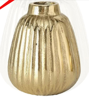 Vase à fleurs de finition argentée brillante en aluminium de décoration de haute qualité avec conception de fleurs dorées pour la maison