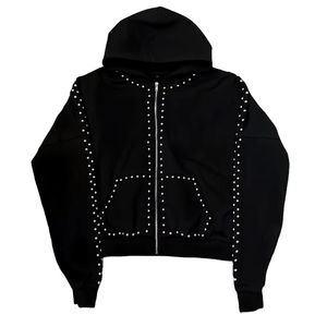 Sudadera con capucha unisex de forro polar grueso con pedrería y diseño de cristal, ideal para la temporada de invierno, pedidos al por mayor - Product Image 3