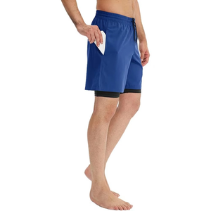 Men's Summer New Quick-Drying Basketball Fitness Training Shorts Custom Logo Double <b>Layer</b> Comfort with Solid Pattern OEM Service - Product Image 4