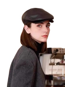 หมวกหนังทรงแบนสไตล์เบเร่ต์ปรับขนาดได้หมวกหนังโลโก้ตามสั่ง - Product Image 4