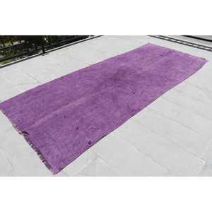 พรมตุรกีวินเทจ ขนาด 4.5x11 ฟุต พรมขนสัตว์ลายดอกไม้สีม่วง - Product Image 3