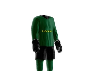 Green Checkered Ice Hockey Jersey Gold Shamrock Print Full Sleeve Men's Sportswear Uniform Breathable Polyester Apparel Ronpex - Product Image 3