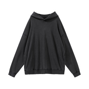 High Quality <b>Hip</b> Hop Style logo Custom Retro Oversize Heavy Cotton Plain Pullover Hoodies - Product Image 3