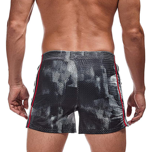 Streetwear Mesh Shorts Hommes Fermeture Éclair Taille Élastique Court Pantalon De Survêtement Avec Poches À Fermeture Éclair Mesh Shorts Hommes - Product Image 3