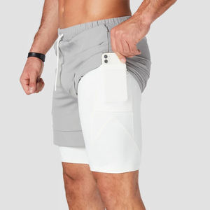 Men's Premium Quality Custom Printing Gym Fitness Double-<b>Layer</b> Workout Shorts Lightweight Cotton High Street Style Casual Shorts - Product Image 1