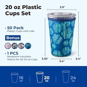 Best Quality 8 oz Clear <b>Plastic</b> <b>Cups</b> Leak-Resistant Lid Transparent Smoothie <b>Cup</b> for Restaurant Use for Iced Coffee Cold <b>Drinks</b> - Product Image 2