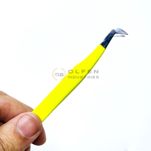 Pince à épiler personnalisée en acier inoxydable jaune néon pour extension de cils pince à épiler à tête ronde - Product Image 3