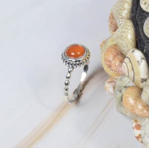 Natural Carnelian Smooth Round Shape Carved Gemstone <b>Ring</b> 925 Sterling Silver Party Wear <b>Fashion</b> <b>Rings</b> <b>Women</b> Jewelry in Bulk - Product Image 5