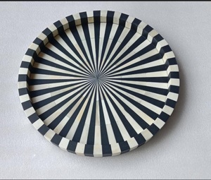 Bandeja de servicio redonda con incrustaciones de hueso de forma redonda para servir en bares de restaurante de hotel en casa en diferentes colores diseño personalizado - Product Image 2