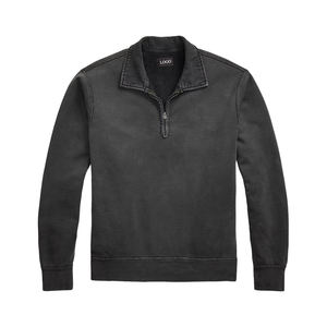 Sudadera con capucha de algodón prémium para hombre, de felpa francesa, con cremallera de un cuarto, de alto gramaje, personalizable, antiarrugas, para primavera - Product Image 1