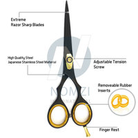 Ciseaux de coupe de cheveux en acier inoxydable, Logo personnalisé, ciseaux de coiffure amincissants, accessoires avec peigne et rasoir