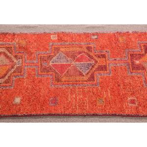 Turkish Rug, 2.7x9.5 ft Vintage Rug, <b>Red</b> Orange Animal Print <b>Wool</b> Rug - Product Image 4