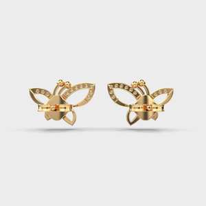 ต่างหูเพชรทรงผีเสื้อเจียระไนทรงกลม ผลิตในห้องปฏิบัติการ แบบติดหู ต่างหูหมั้น ต่างหูแต่งงาน ทองคำแท้ 14k ของขวัญสำหรับผู้หญิง - Product Image 2