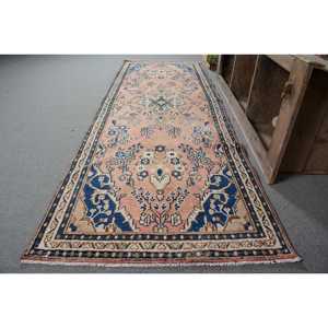 Tapis turc 3,5x10 pieds (108x304 cm), tapis persan bleu vintage - Product Image 2