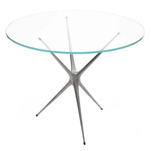 Table à manger ronde moderne en verre avec base en métal Starburst Mobilier contemporain pour le salon ou la cuisine - Product Image 1
