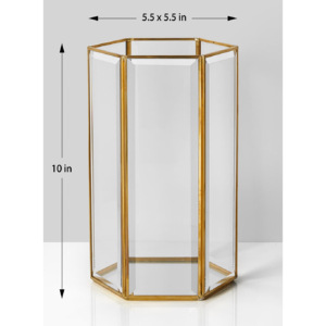 Événements de Noël Décoratif LED À La Main Personnalisable Conception En Laiton Carré Hexagone Verre Or Jante Élégant Pilier Titulaire pour La Maison - Product Image 3