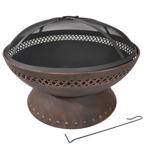 Pozo de fuego rústico moderno de cobre y hierro con lavabo ancho y soporte artístico para decoración de paisaje focal y disfrute del fuego - Product Image 5